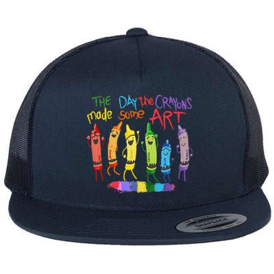 The Day The Crayons Made Some Art Teacher Art Flat Bill Trucker Hat