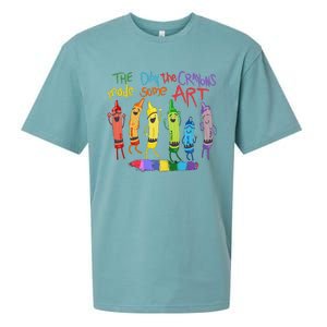 The Day The Crayons Made Some Art Teacher Art Sueded Cloud Jersey T-Shirt