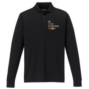 The Dad The The Short Order Cook The Legend Funny Gift Performance Long Sleeve Polo