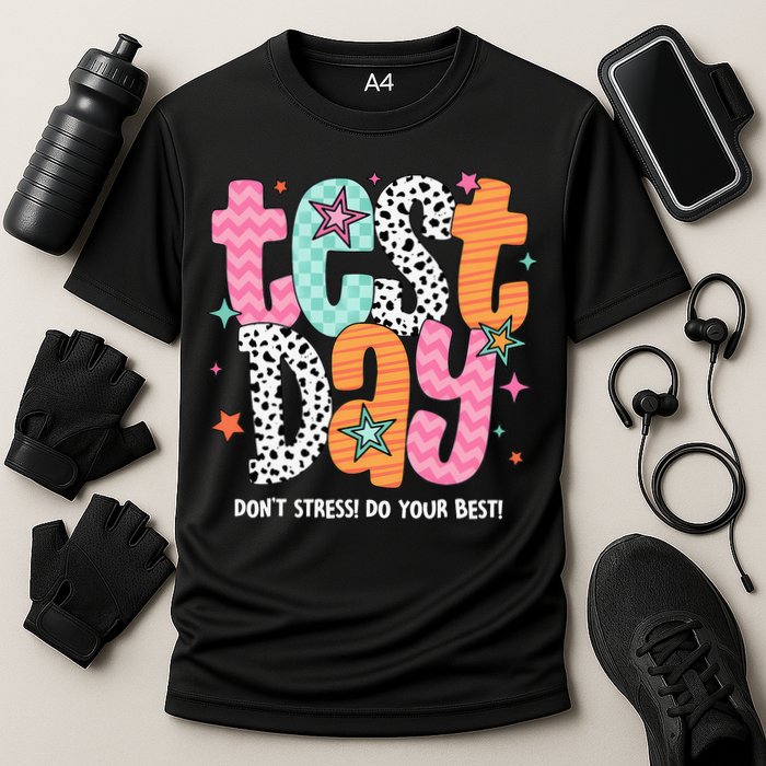 Test Day Teacher Rock The Test Don't Stress Do Your Best Cooling Performance Crew T-Shirt