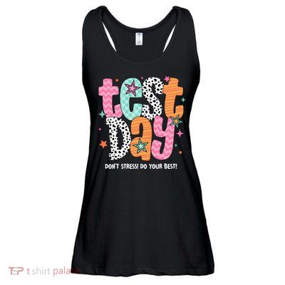 Test Day Teacher Rock The Test Don't Stress Do Your Best Ladies Essential Flowy Tank