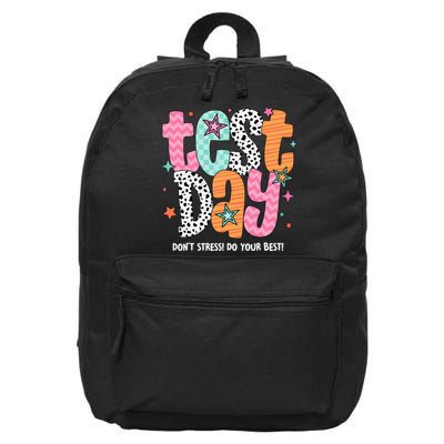 Test Day Teacher Rock The Test Don't Stress Do Your Best 16 in Basic Backpack