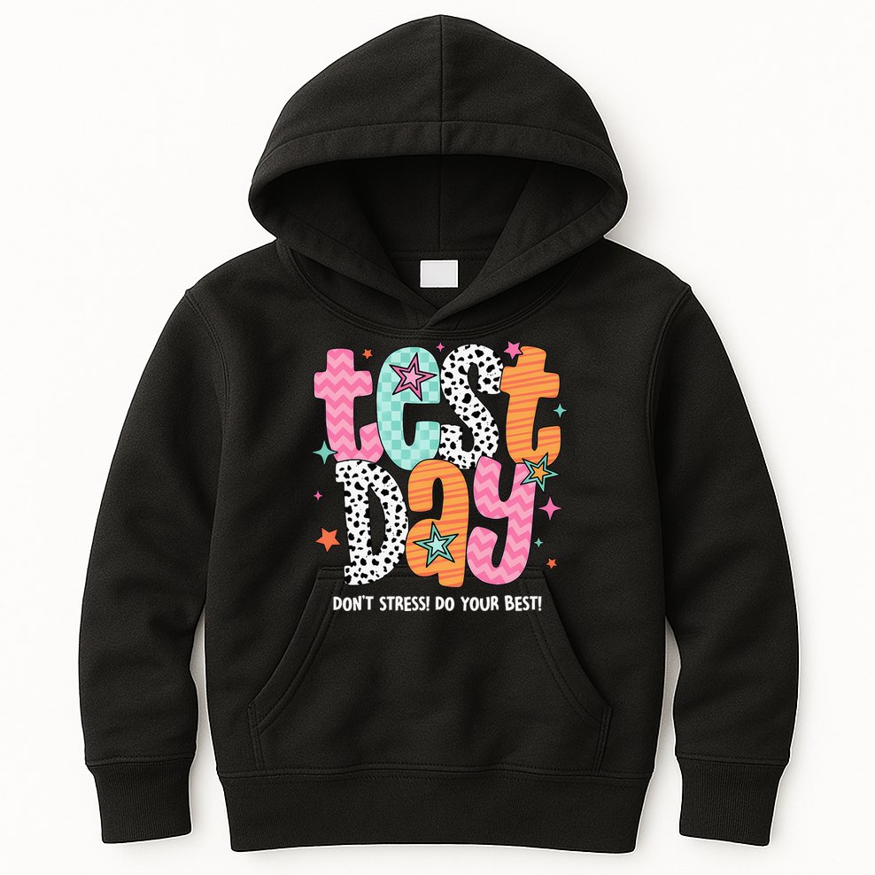 Test Day Teacher Rock The Test Don't Stress Do Your Best Kids Hoodie