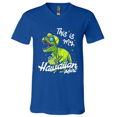 Tgiftrex Dinosaur This Is My Hawaiian Gift V-Neck T-Shirt