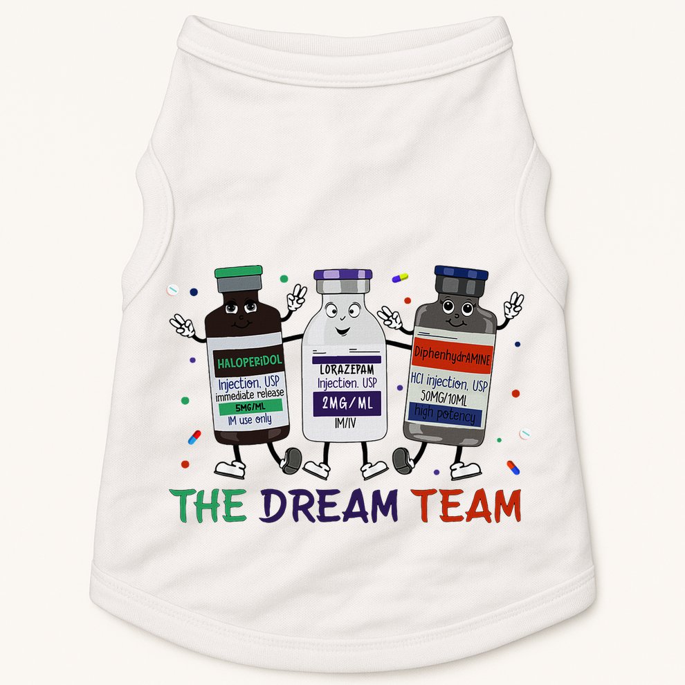 The Dream Team Retro Groovy B52 Nurse Medical Nursing Psych Doggie Tank