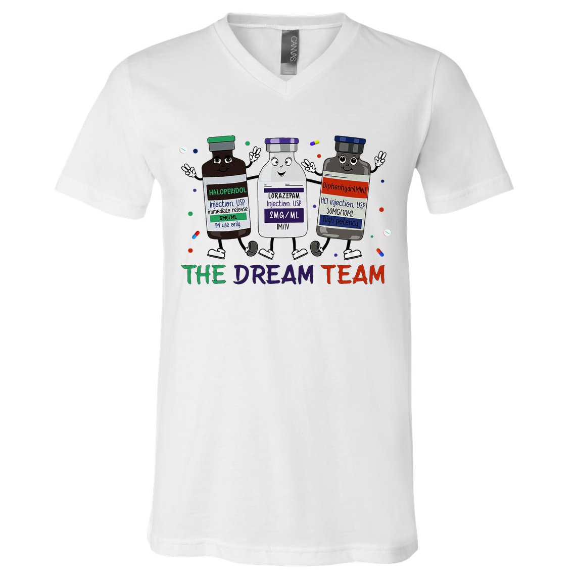The Dream Team Retro Groovy B52 Nurse Medical Nursing Psych V-Neck T-Shirt