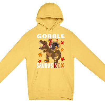 Thanksgiving Dinosaur Turkey Riding T Rex Boys Costume Great Gift Premium Pullover Hoodie