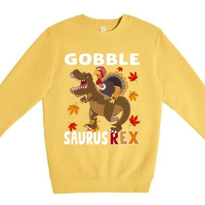 Thanksgiving Dinosaur Turkey Riding T Rex Boys Costume Great Gift Premium Crewneck Sweatshirt