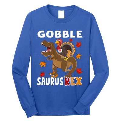 Thanksgiving Dinosaur Turkey Riding T Rex Boys Costume Great Gift Long Sleeve Shirt