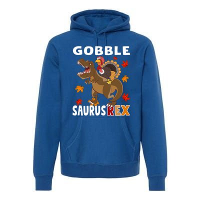 Thanksgiving Dinosaur Turkey Riding T Rex Boys Costume Great Gift Premium Hoodie