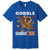 Thanksgiving Dinosaur Turkey Riding T Rex Boys Costume Great Gift Premium T-Shirt