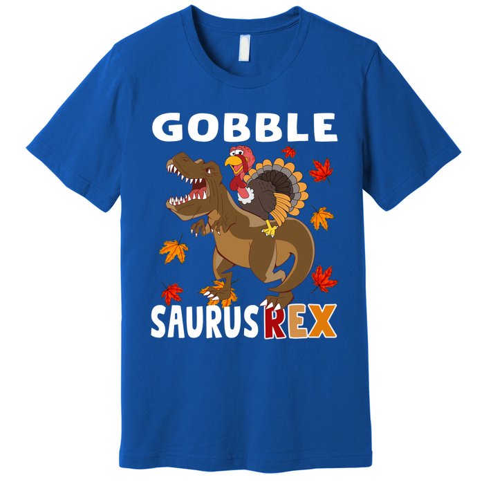 Thanksgiving Dinosaur Turkey Riding T Rex Boys Costume Great Gift Premium T-Shirt