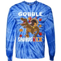 Thanksgiving Dinosaur Turkey Riding T Rex Boys Costume Great Gift Tie-Dye Long Sleeve Shirt