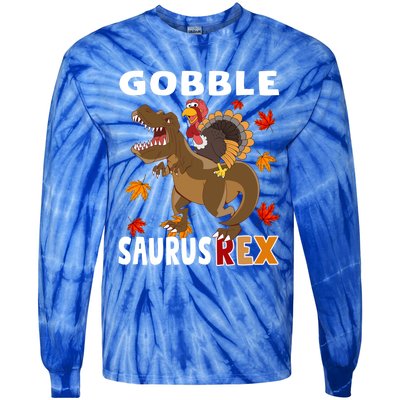 Thanksgiving Dinosaur Turkey Riding T Rex Boys Costume Great Gift Tie-Dye Long Sleeve Shirt