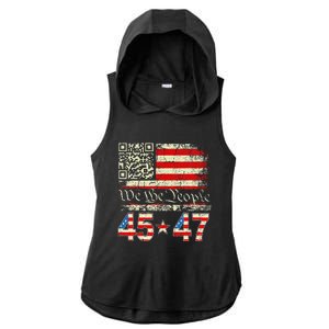 Trump Dance Troll Qr Funny President Trump Dance Code Ladies PosiCharge Tri-Blend Wicking Draft Hoodie Tank