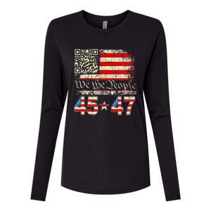 Trump Dance Troll Qr Funny President Trump Dance Code Womens Cotton Relaxed Long Sleeve T-Shirt