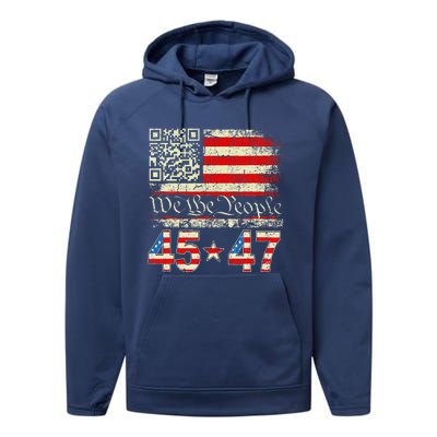 Trump Dance Troll Qr Funny President Trump Dance Code Performance Fleece Hoodie