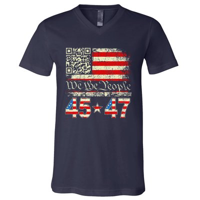 Trump Dance Troll Qr Funny President Trump Dance Code V-Neck T-Shirt