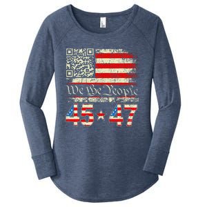 Trump Dance Troll Qr Funny President Trump Dance Code Women's Perfect Tri Tunic Long Sleeve Shirt