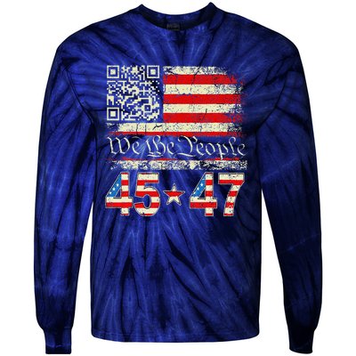 Trump Dance Troll Qr Funny President Trump Dance Code Tie-Dye Long Sleeve Shirt