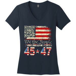 Trump Dance Troll Qr Funny President Trump Dance Code Women's V-Neck T-Shirt