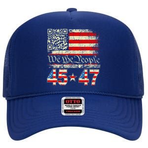 Trump Dance Troll Qr Funny President Trump Dance Code High Crown Mesh Back Trucker Hat