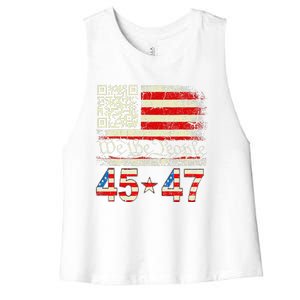 Trump Dance Troll Qr Funny President Trump Dance Code Women's Racerback Cropped Tank