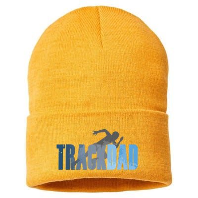 Track Dad Track Field Runner Cross Country Running Father Sustainable Knit Beanie