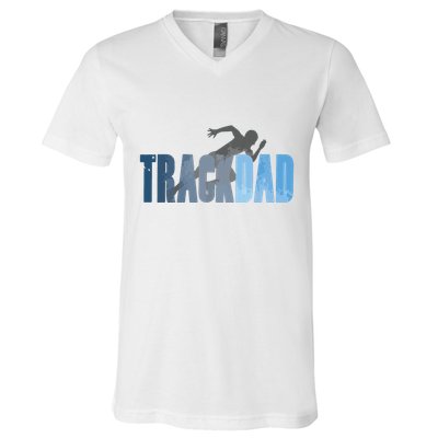 Track Dad Track Field Runner Cross Country Running Father V-Neck T-Shirt