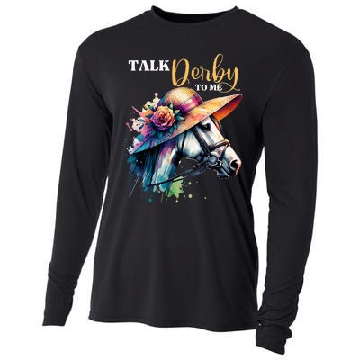 Talk Derby To Me Funny Racing Horse Cooling Performance Long Sleeve Crew