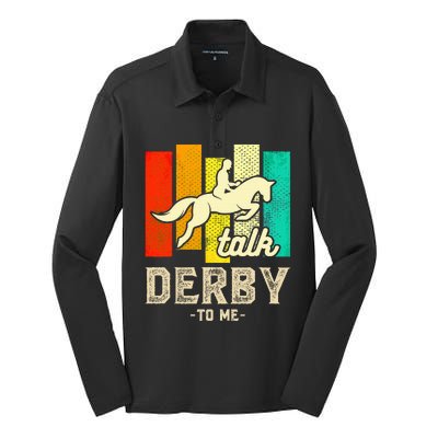 Talk Derby To Me Horse Racing Derby Day Colorful Horse Silk Touch Performance Long Sleeve Polo