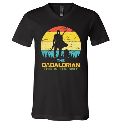 The Dadalorian This Is The Way Funny Dad Movie Spoof V-Neck T-Shirt