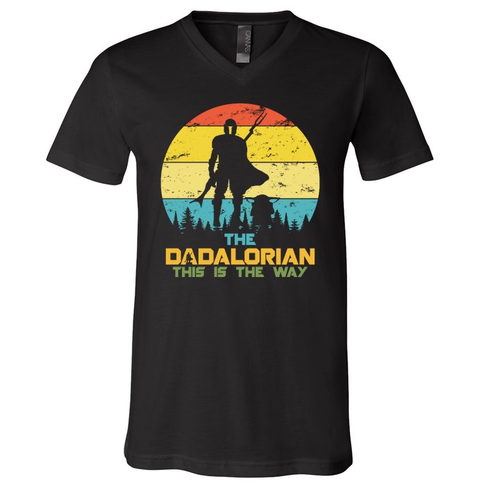 The Dadalorian This Is The Way Funny Dad Movie Spoof V-Neck T-Shirt