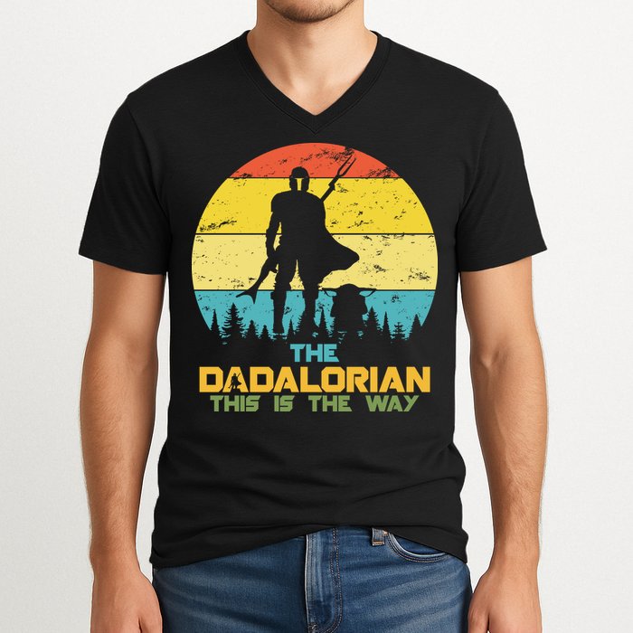 The Dadalorian This Is The Way Funny Dad Movie Spoof V-Neck T-Shirt