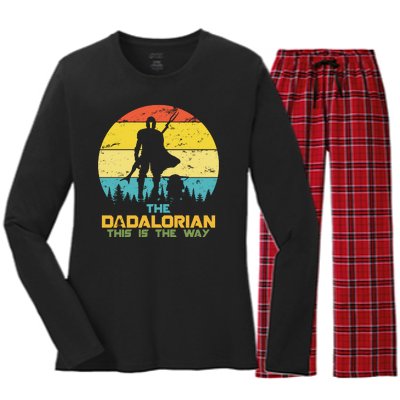 The Dadalorian This Is The Way Funny Dad Movie Spoof Women's Long Sleeve Flannel Pajama Set 