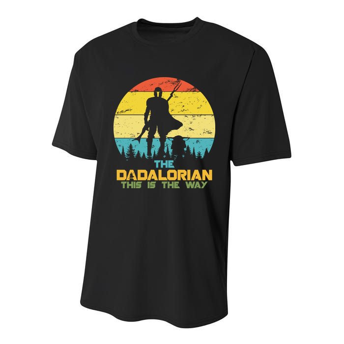 The Dadalorian This Is The Way Funny Dad Movie Spoof Youth Performance Sprint T-Shirt
