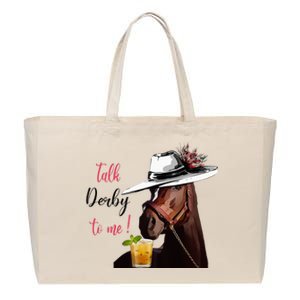 Talk Derby To Me Horse Racing Funny Derby Day Horse Lover Cotton Canvas Jumbo Tote