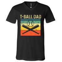 TBall Dad TeeBall Dad Tee Fathers Day Baseball Dad V-Neck T-Shirt