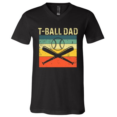 TBall Dad TeeBall Dad Tee Fathers Day Baseball Dad V-Neck T-Shirt