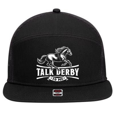 Talk Derby To Me Horse Racing Talk Derby To Me 7 Panel Mesh Trucker Snapback Hat
