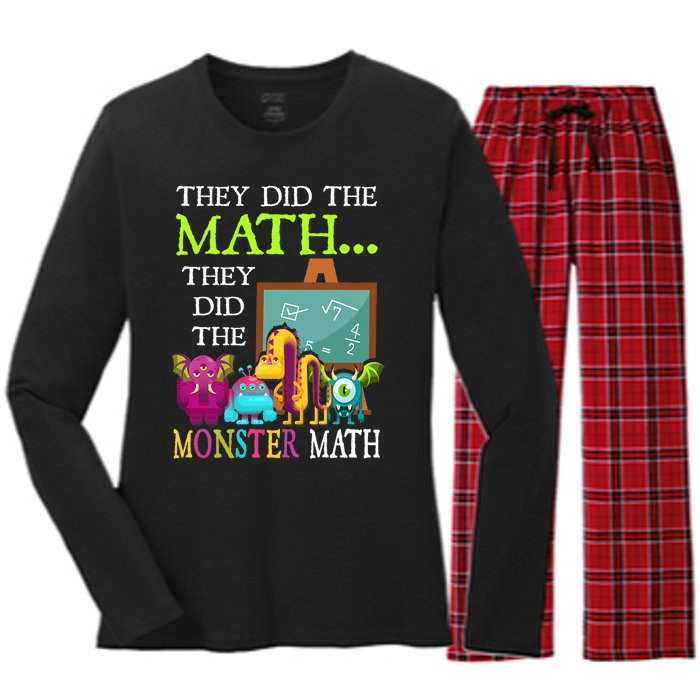 They Did The Math They Did The Monster Math Funny Halloween Women's Long Sleeve Flannel Pajama Set 