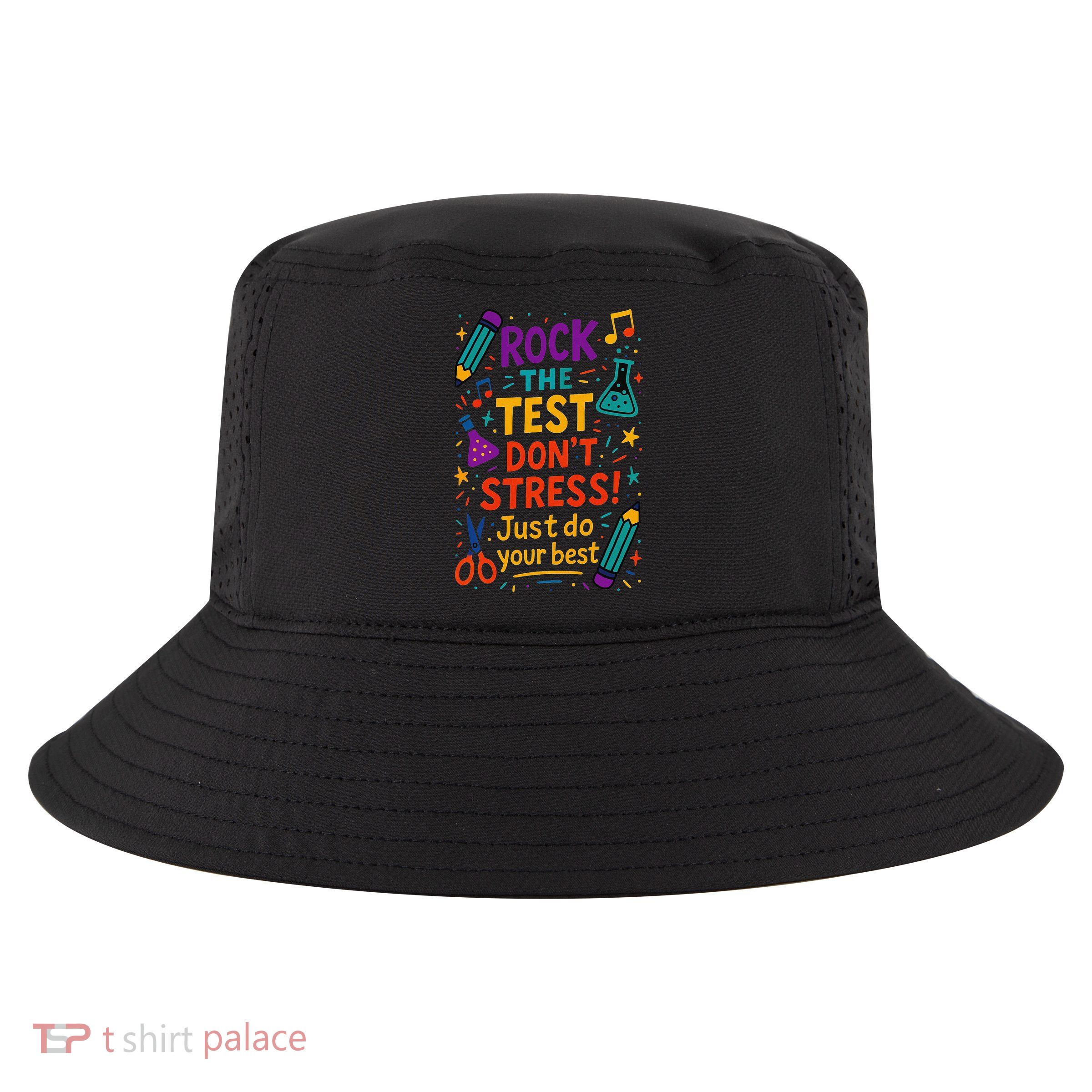 Testing Day Teacher Rock The Test Dont Stress Do Your Best Cool Comfort Performance Bucket Hat