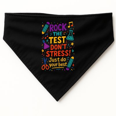 Testing Day Teacher Rock The Test Dont Stress Do Your Best USA-Made Doggie Bandana