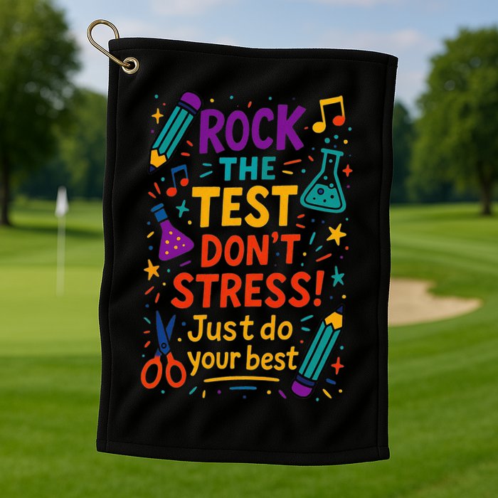 Testing Day Teacher Rock The Test Dont Stress Do Your Best Golf Towel