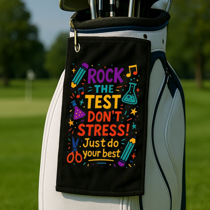 Testing Day Teacher Rock The Test Dont Stress Do Your Best Golf Towel