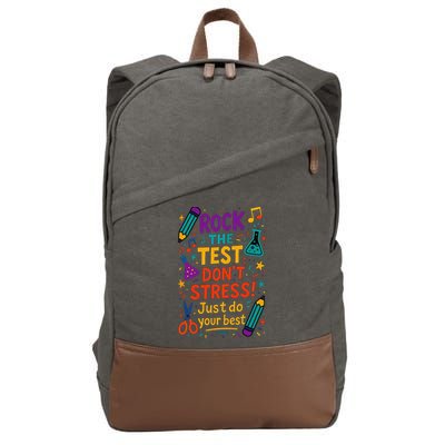 Testing Day Teacher Rock The Test Dont Stress Do Your Best Cotton Canvas Backpack
