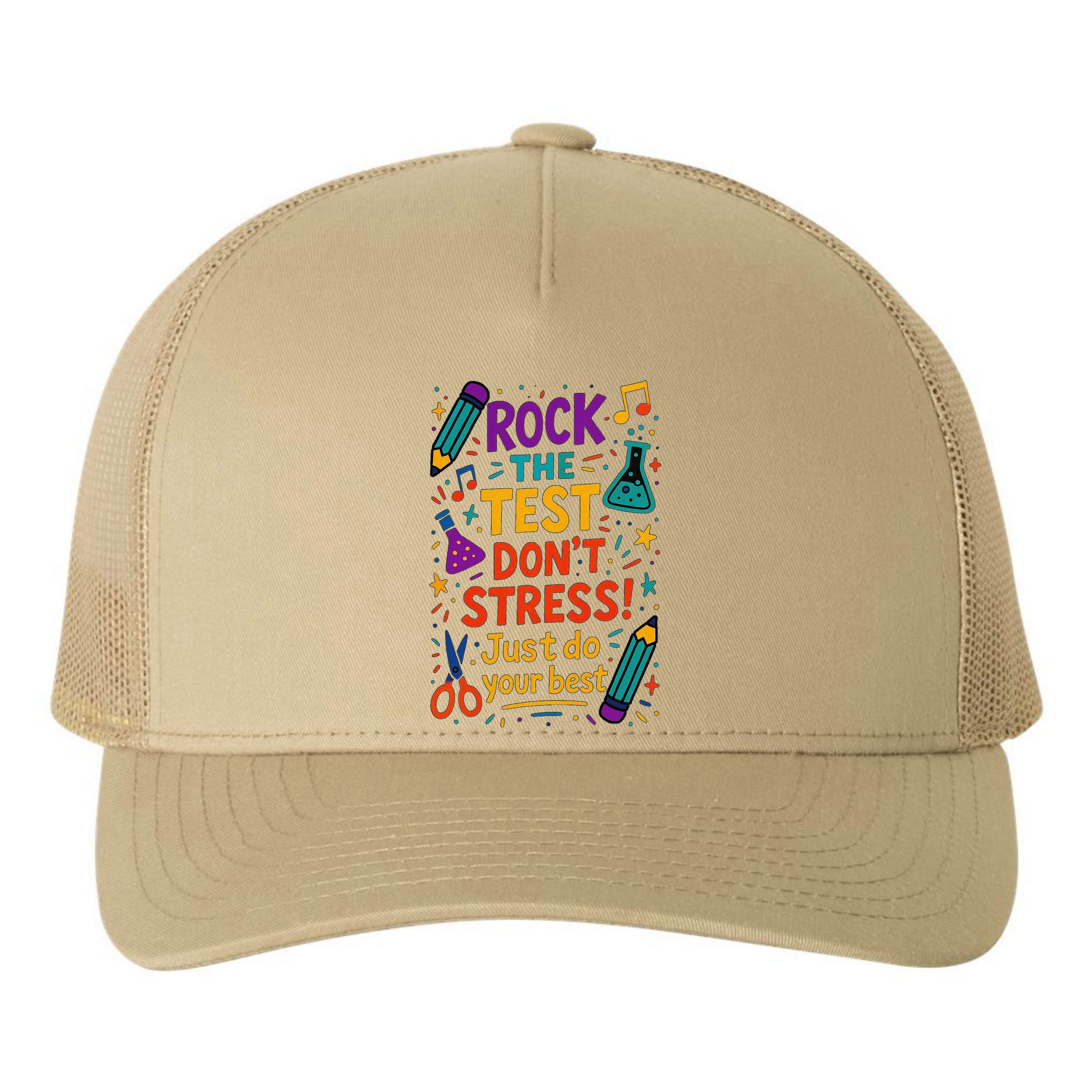 Testing Day Teacher Rock The Test Dont Stress Do Your Best Yupoong Adult 5-Panel Trucker Hat