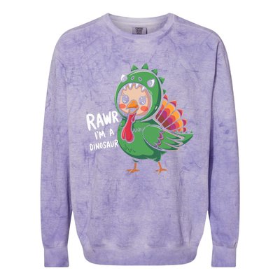 Thanksgiving Dinosaur Turkey Rawr IM A Dinosaur Colorblast Crewneck Sweatshirt