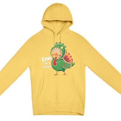 Thanksgiving Dinosaur Turkey Rawr IM A Dinosaur Premium Pullover Hoodie