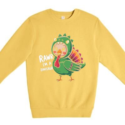 Thanksgiving Dinosaur Turkey Rawr IM A Dinosaur Premium Crewneck Sweatshirt